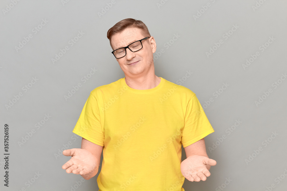 Portrait of man stretching hands to you and expressing cordiality Portrait of man stretching hands to you and expressing cordiality