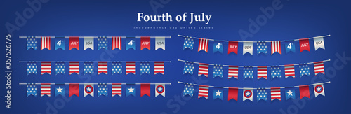 Independence day USA buntings .4th of July celebration flags Garlands.fourth of july vector illustration.