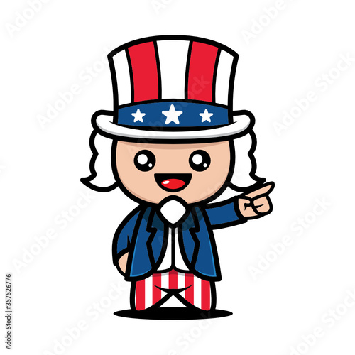 Simple Cute mascot of fourth of July design illustration vector template