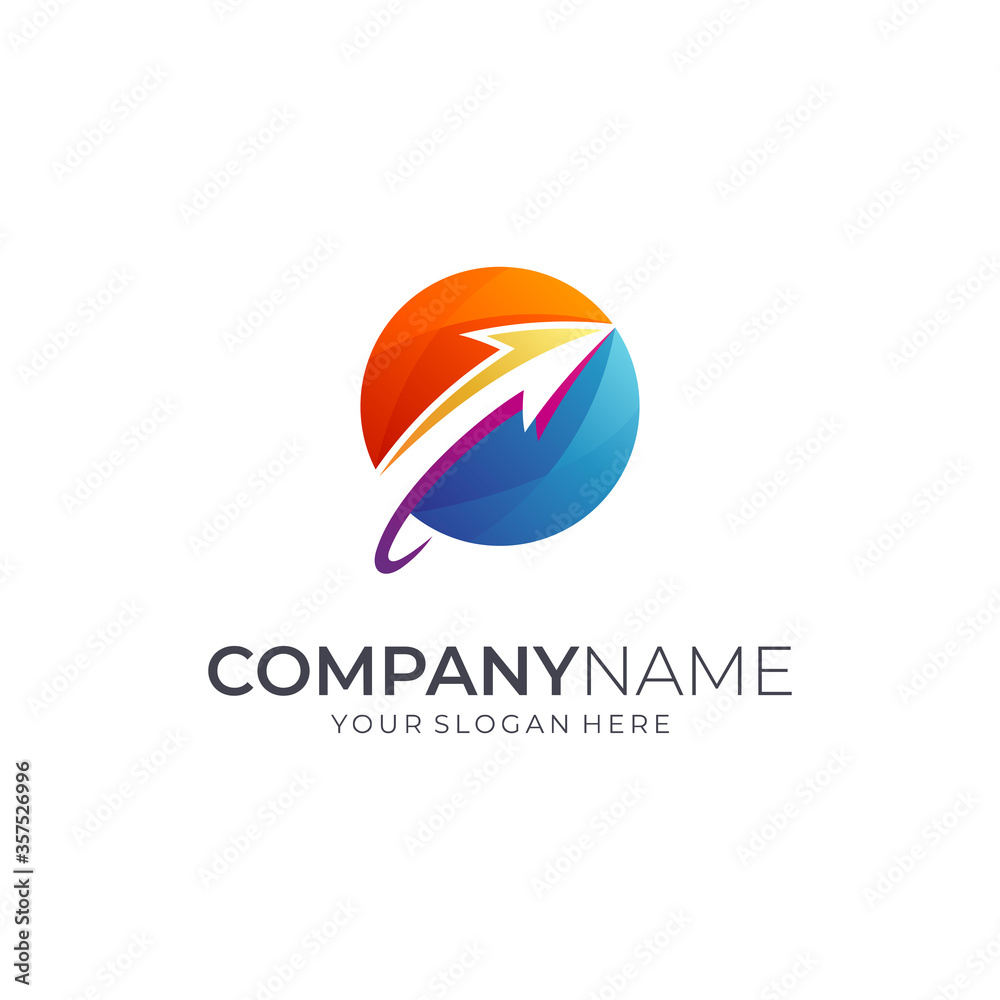 Globe Arrow Logistic Logo, Marketing Business Logo Template Globe Arrow Logistic Logo, Marketing Business Logo Template