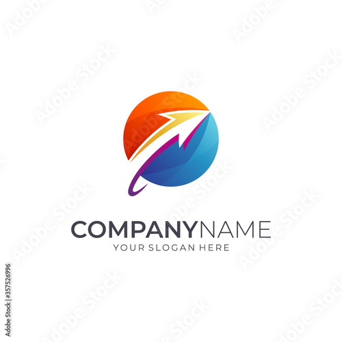 Globe Arrow Logistic Logo, Marketing Business Logo Template