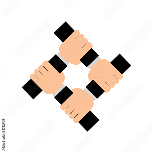 Four hands holding icon cooperate concept