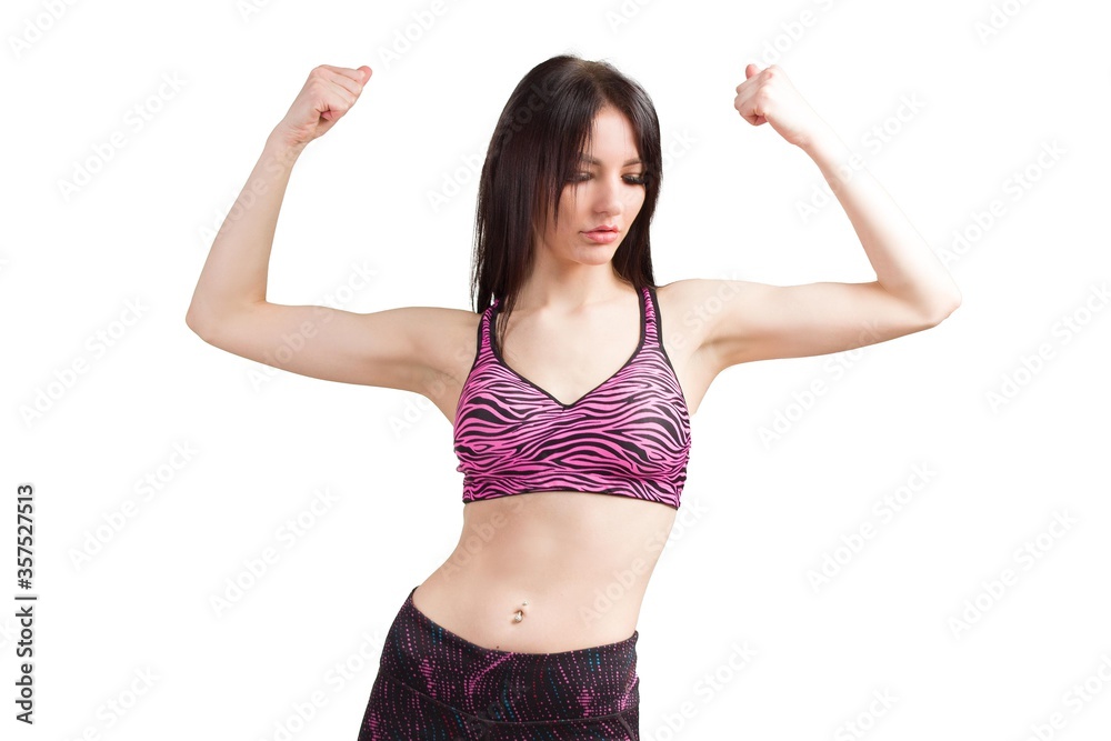 Sports fitness young woman has a slender figure. isolate on a white background Sports fitness young woman has a slender figure. isolate on a white background