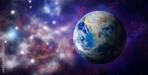 Fototapeta Naklejka Na Ścianę i Meble -  Blue planet earth in space. (Elements of this image furnished by NASA.)