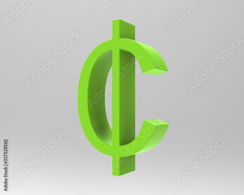 Cent symbol sign isolated centas sent   3d render photo