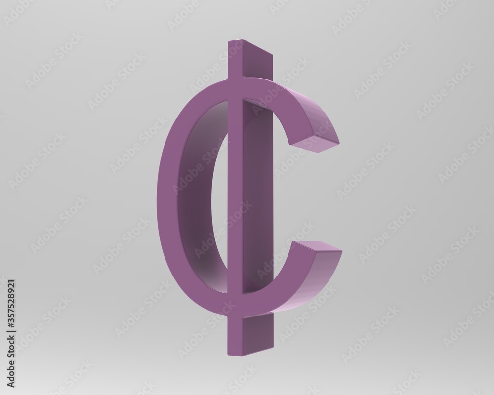 Cent symbol sign isolated centas sent 3d render Cent symbol sign isolated centas sent 3d render