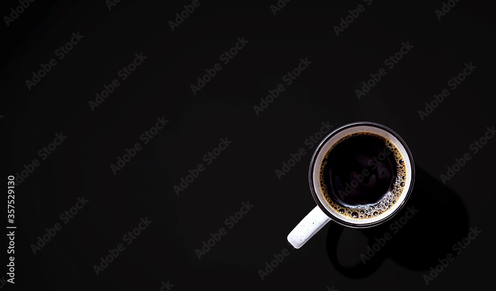 Fototapeta Coffee mug pattern overhead view - flat lay