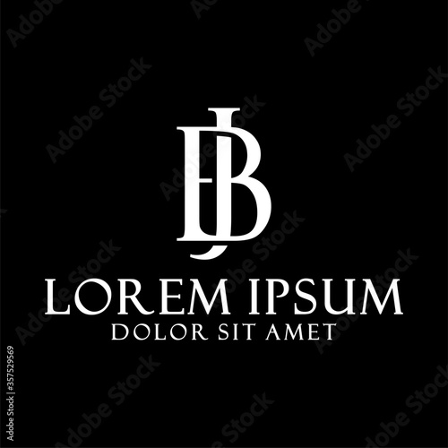 Initial letter BJ or JB logo template with vintage font illustration in flat design monogram symbol