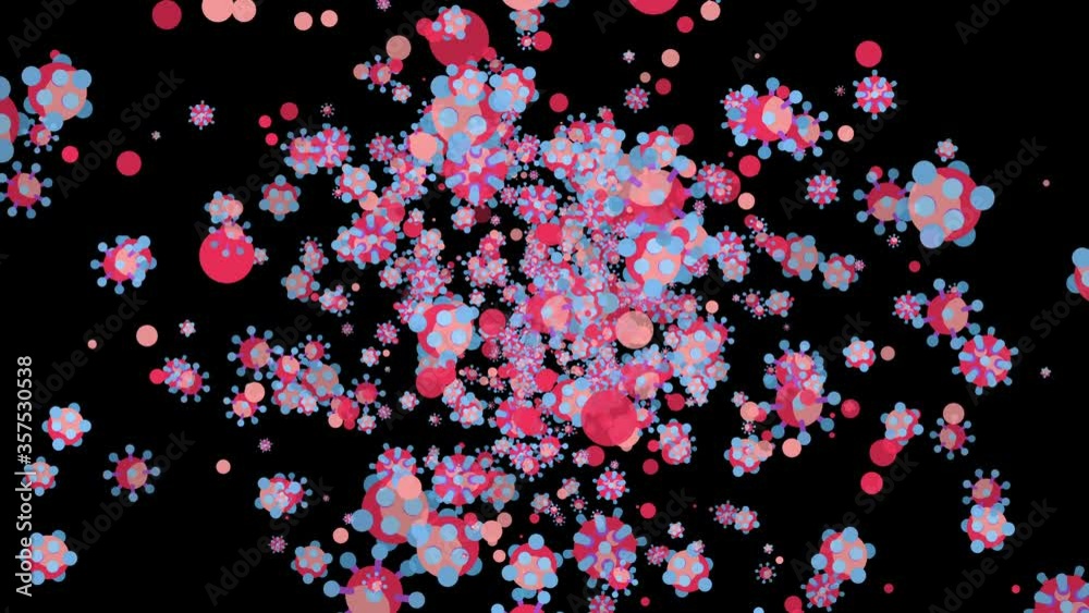 Infectious Flu Virus Concept 2D Graphic Animation with Black background Infectious Flu Virus Concept 2D Graphic Animation with Black background