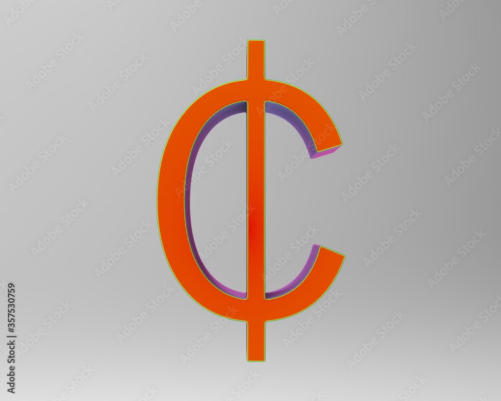 Cent symbol sign isolated centas sent 3d render Cent symbol sign isolated centas sent 3d render
