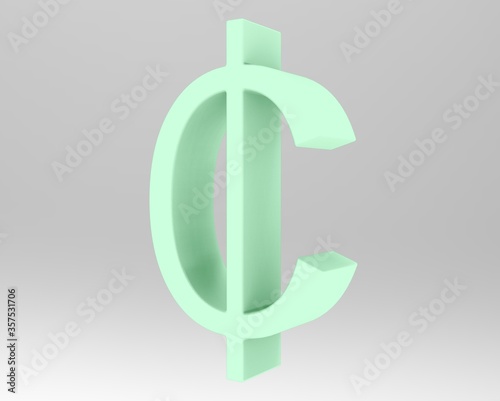 Cent symbol sign isolated centas sent   3d render photo