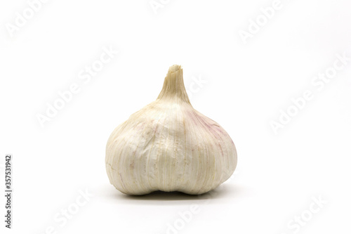 Close up raw garlic isolated on white background