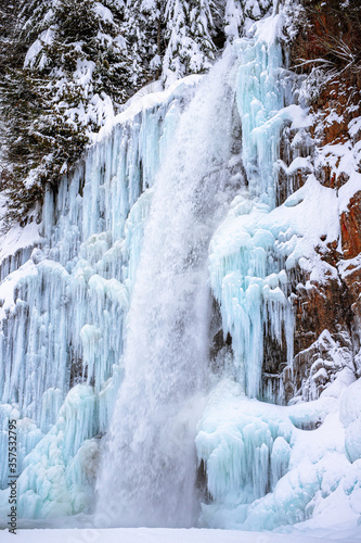 Epic Frozen Waterfall Icicle Cliffs at Franklin Falls