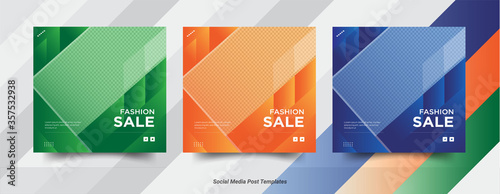 Set of fashion sale social media promotional post templates 
