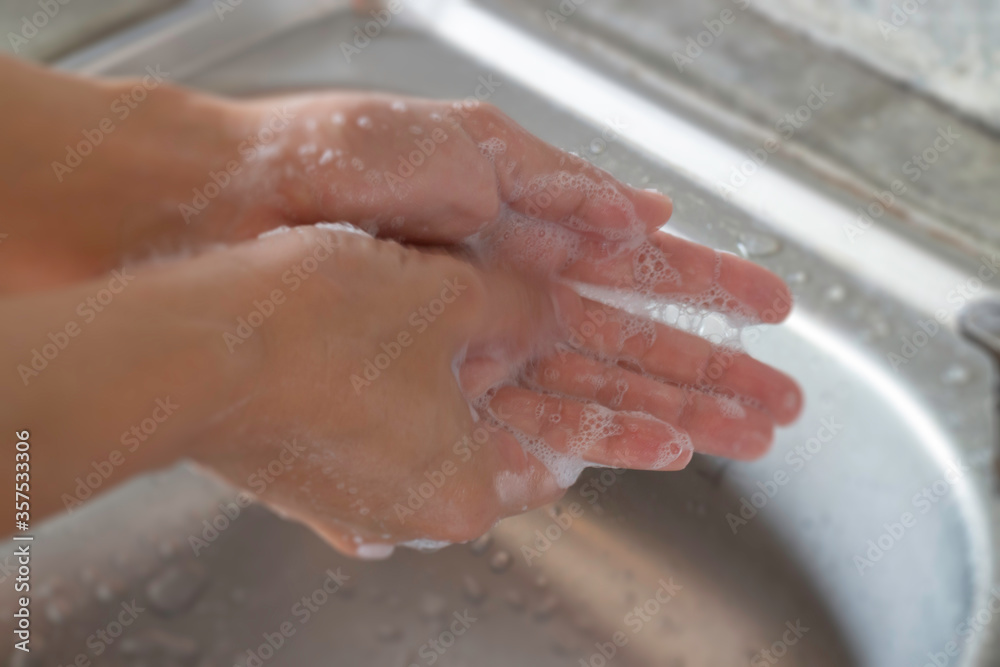 Fototapeta premium Washing soap bubbles personal hygiene