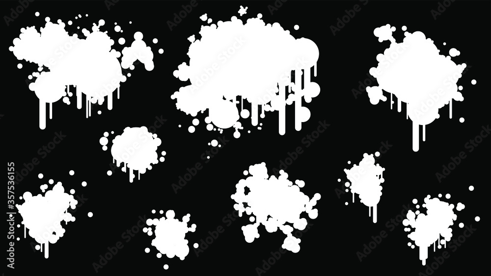 White Spray Different Set Paint Blot Element Vector Object Brush White Spray Different Set Paint Blot Element Vector Object Brush