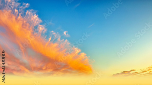 Картината върху платно mellow sky landscape background at sunset natural color of evening pink cloudsca