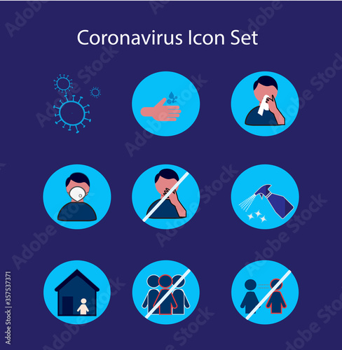 Coroanavirus flat Icon Set in color.