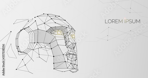 Futuristic illustration of human head with copy space for text