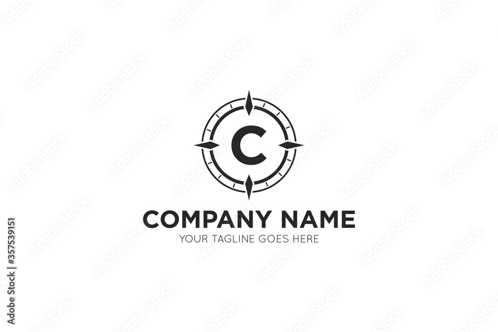 Initial letter c compass, outdoor logo and icon vector illustration Initial letter c compass, outdoor logo and icon vector illustration