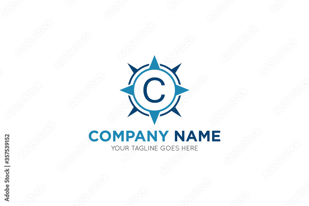 Initial letter c compass, outdoor logo and icon vector illustration Initial letter c compass, outdoor logo and icon vector illustration
