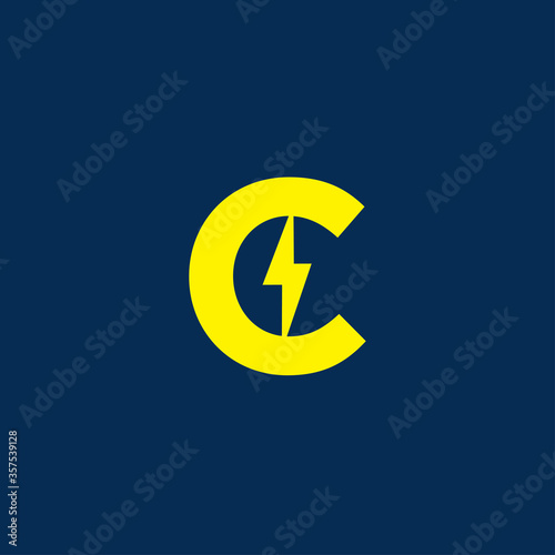Initial letter c electric, thunder, power logo and icon vector illustration