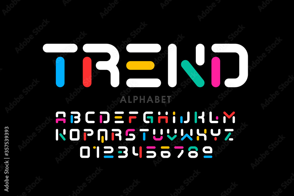 Modern font design, trendy alphabet letters and numbers Stock Vector ...