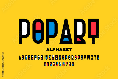 Pop art style font design, alphabet letters and numbers