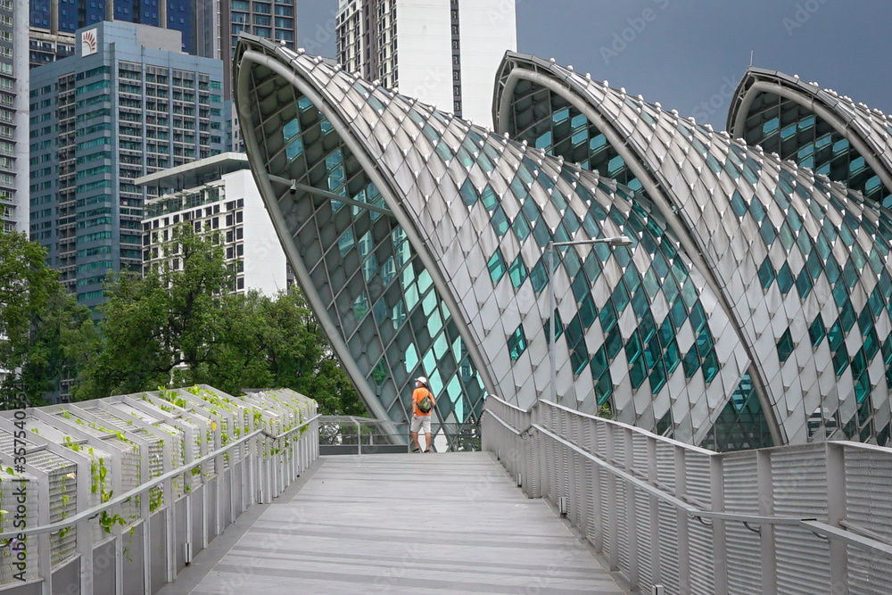 Obraz premium Traveler on Saloma Link Bridge, Kuala Lumpur