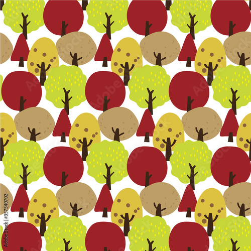 北欧風　木パターン　秋