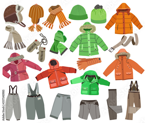 collection of winter children's clothing