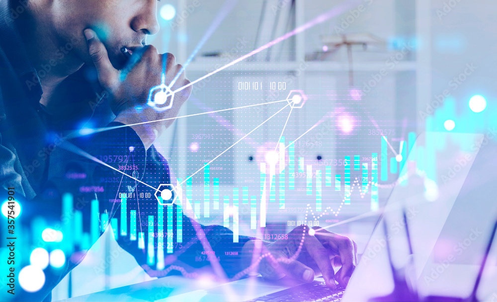 African trader in office, financial chart African trader in office, financial chart