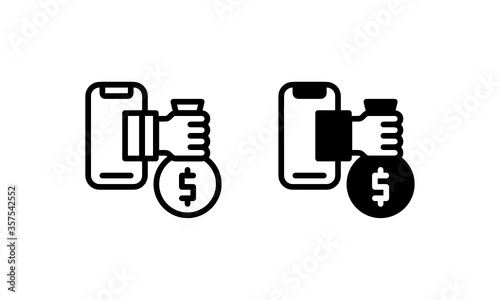 Corruption Payment with phone Icon, Logo, Vector