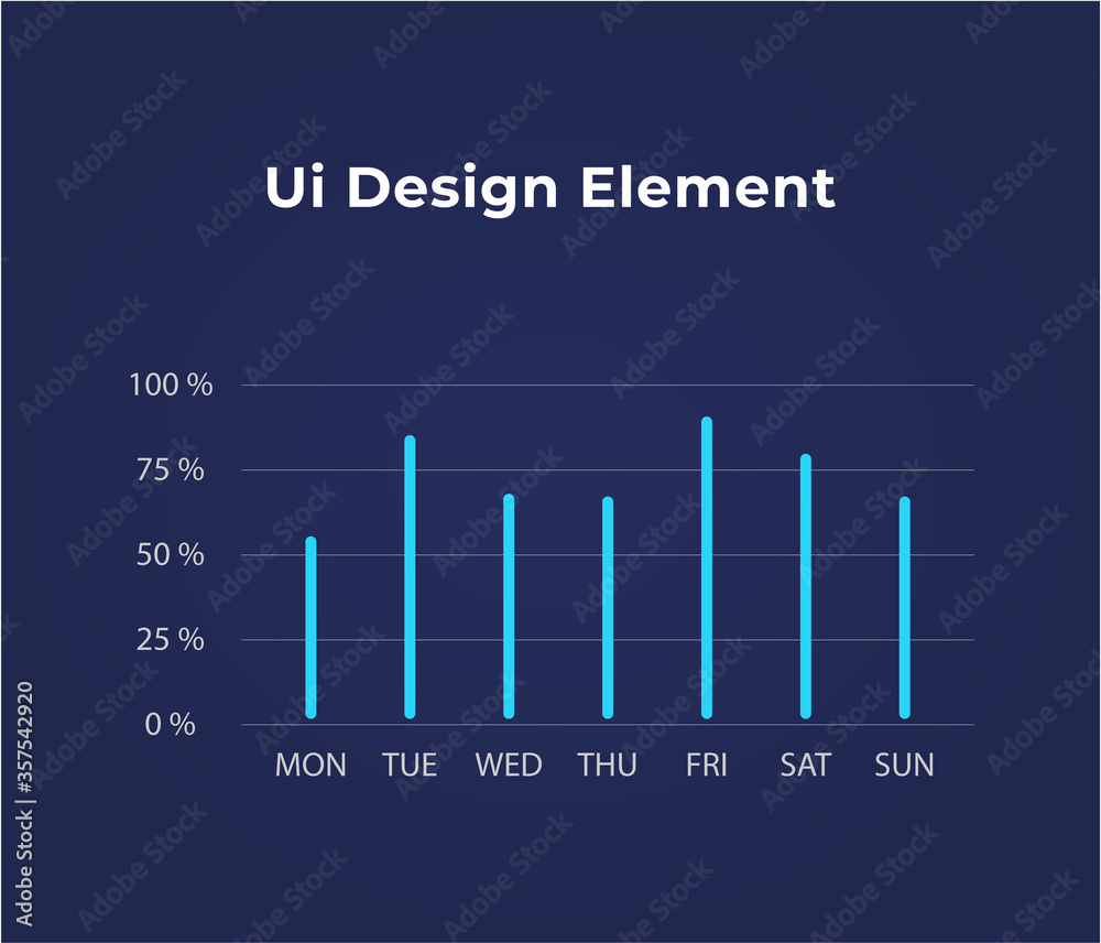 Modern bar graph ui element. Dashboard Ui element. Blue gradient business infographiy ui element for using in website, mobile app.