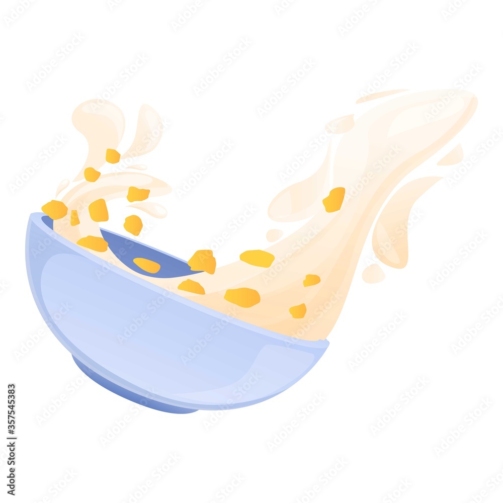 Wheat cereal bowl icon. Cartoon of wheat cereal bowl vector icon for web design isolated on white background