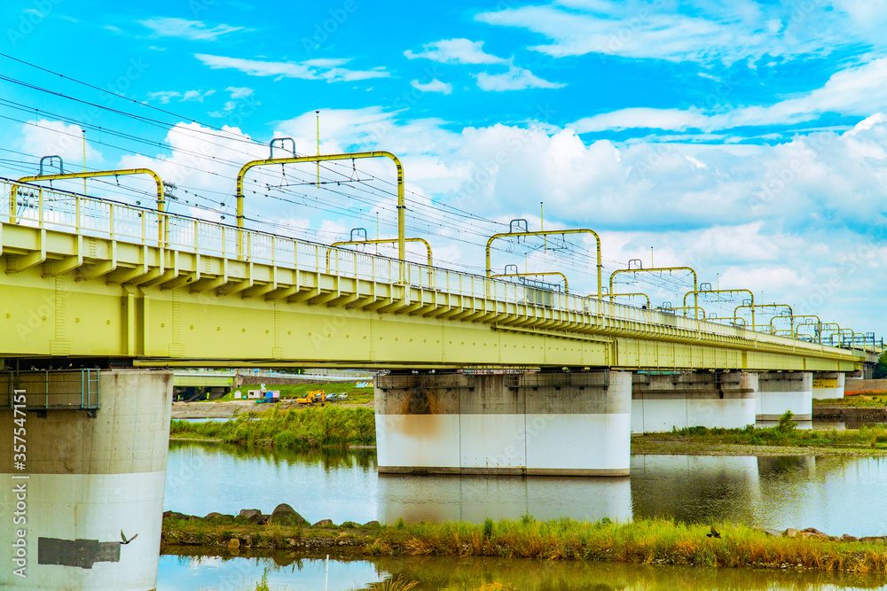 A bridge standing tall over a lake. A bridge standing tall over a lake.
