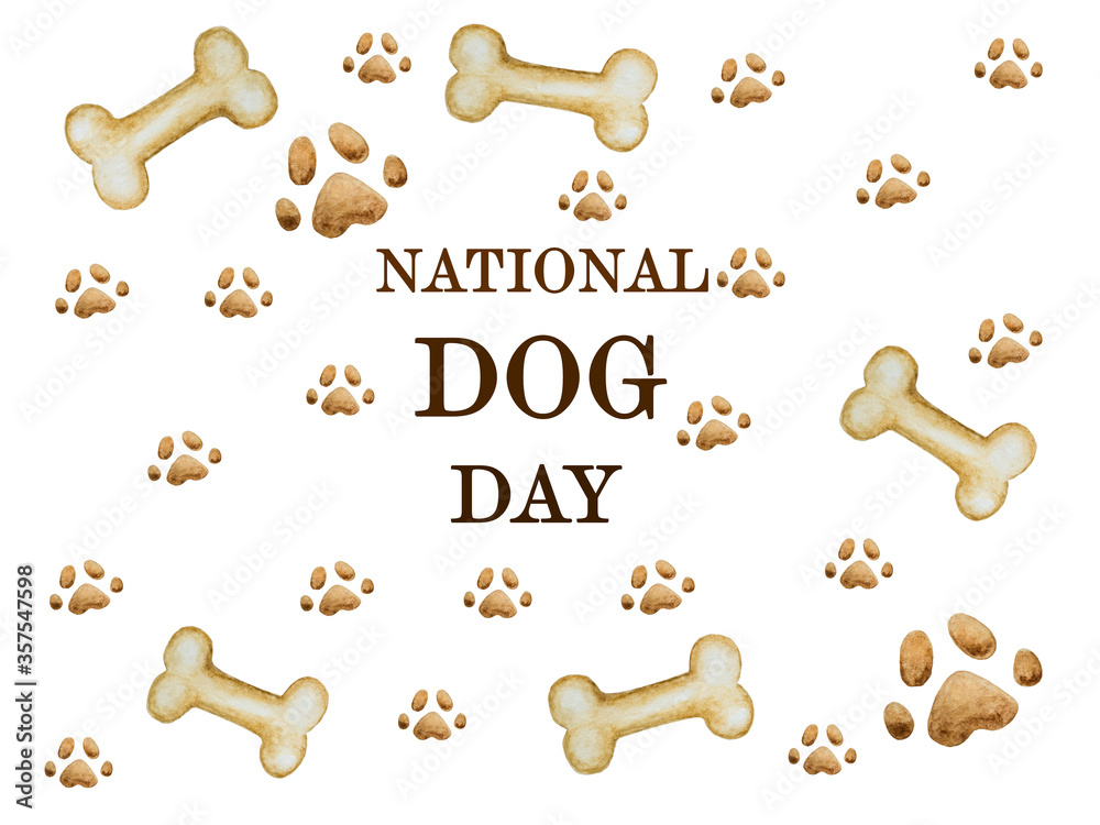 Happy Dog Day. Beautiful card. Close-up, view from above. Pet Care Concept. Congratulations for family, relatives, friends and colleagues Happy Dog Day. Beautiful card. Close-up, view from above. Pet Care Concept. Congratulations for family, relatives, friends and colleagues