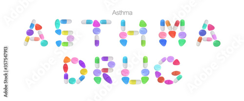miniature drug model arrange in alphabet isolated on white background