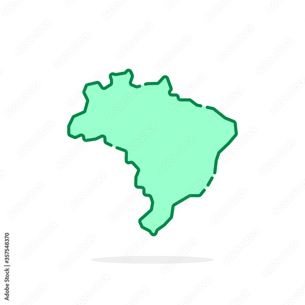 green cartoon linear brazil simple icon