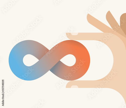 Infinity possibilities in human hands Concepts: endless future technologies, innovations potential, unlimited opportunities, life couching, changing motivation, limitless ways to success, mind power