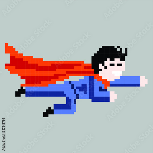 Super hero in pixel art