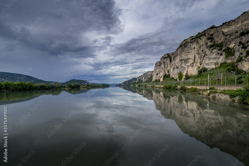 cliff of the Donzere parade on the Rhône River cliff of the Donzere parade on the Rhône River