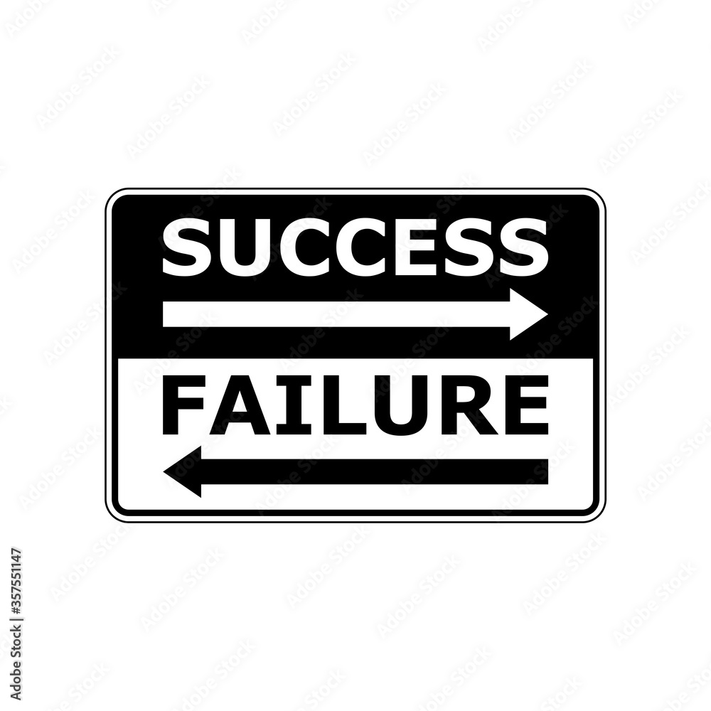 Failure or success signpost illustration isolated on white background Failure or success signpost illustration isolated on white background