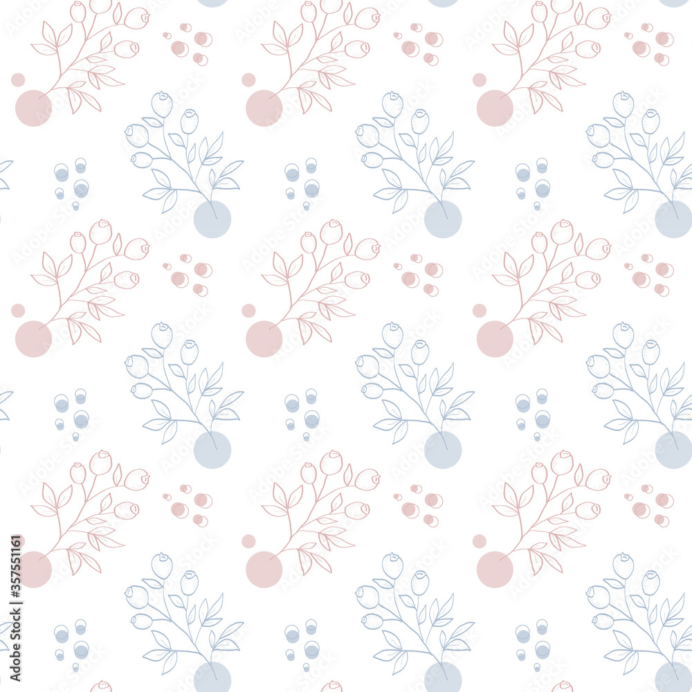 Floral line art seamless pattern