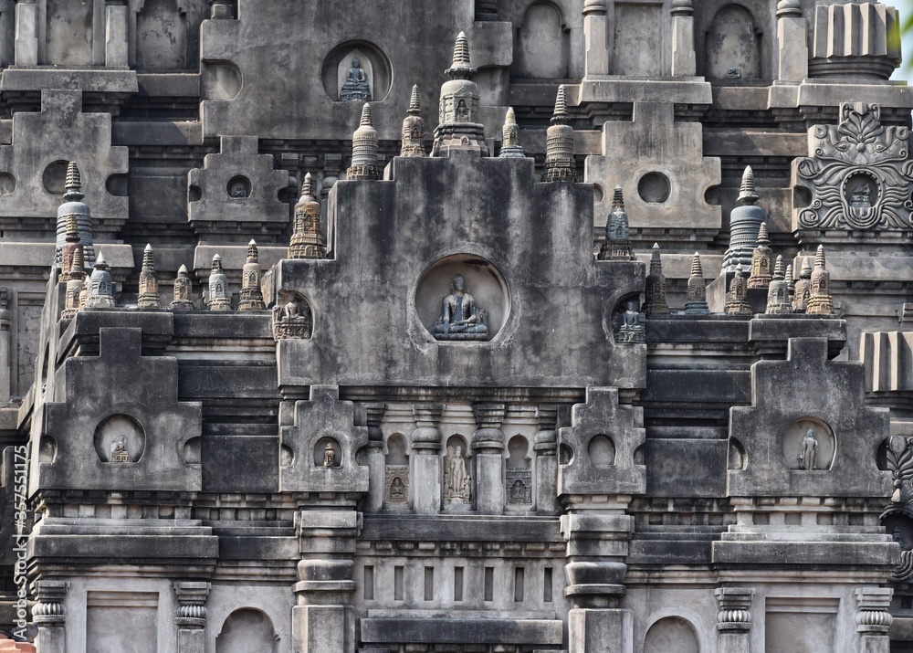 Buddhist temple in India Bodh Gaya maha bodhi complex, Bihar 