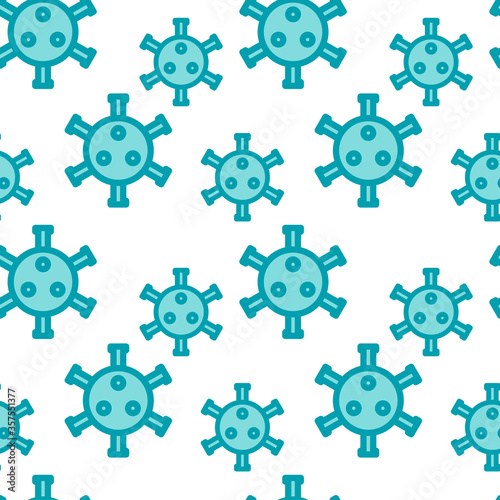Seamless pattern with coronavirus. Vaccination concept, illustration of influenza virus cells, dangerous virus, risk of infection. Vector background