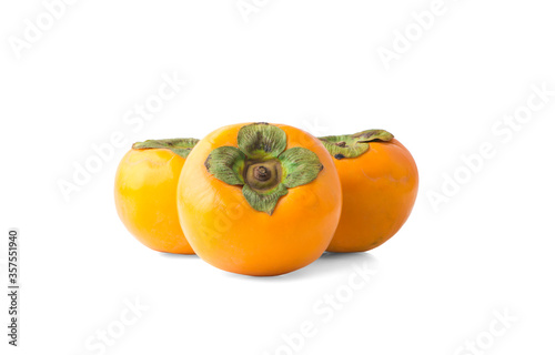 fresh ripe persimmons an isolated on white background