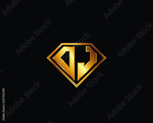 DJ diamond shape gold color shield logo design Free Download DJ diamond shape gold color shield logo design - GFXLoad
