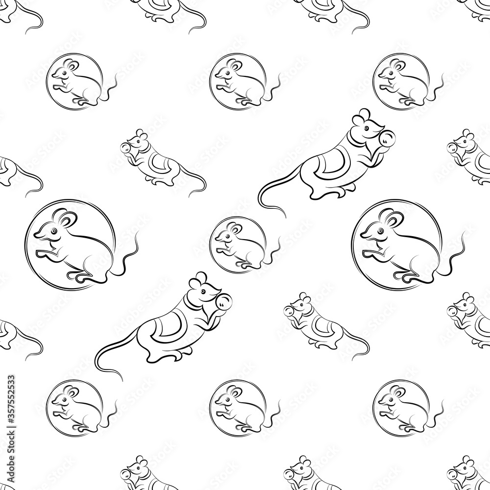 Rat Icon Seamless Pattern, Animal Icon