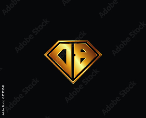 DB diamond shape gold color shield logo design